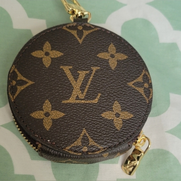 Fashion Brown and Gold Monogram Coin Pouch - Picture 1 of 3